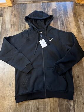 Gymshark Men’s Black Full-Zip Hoodie with Logo